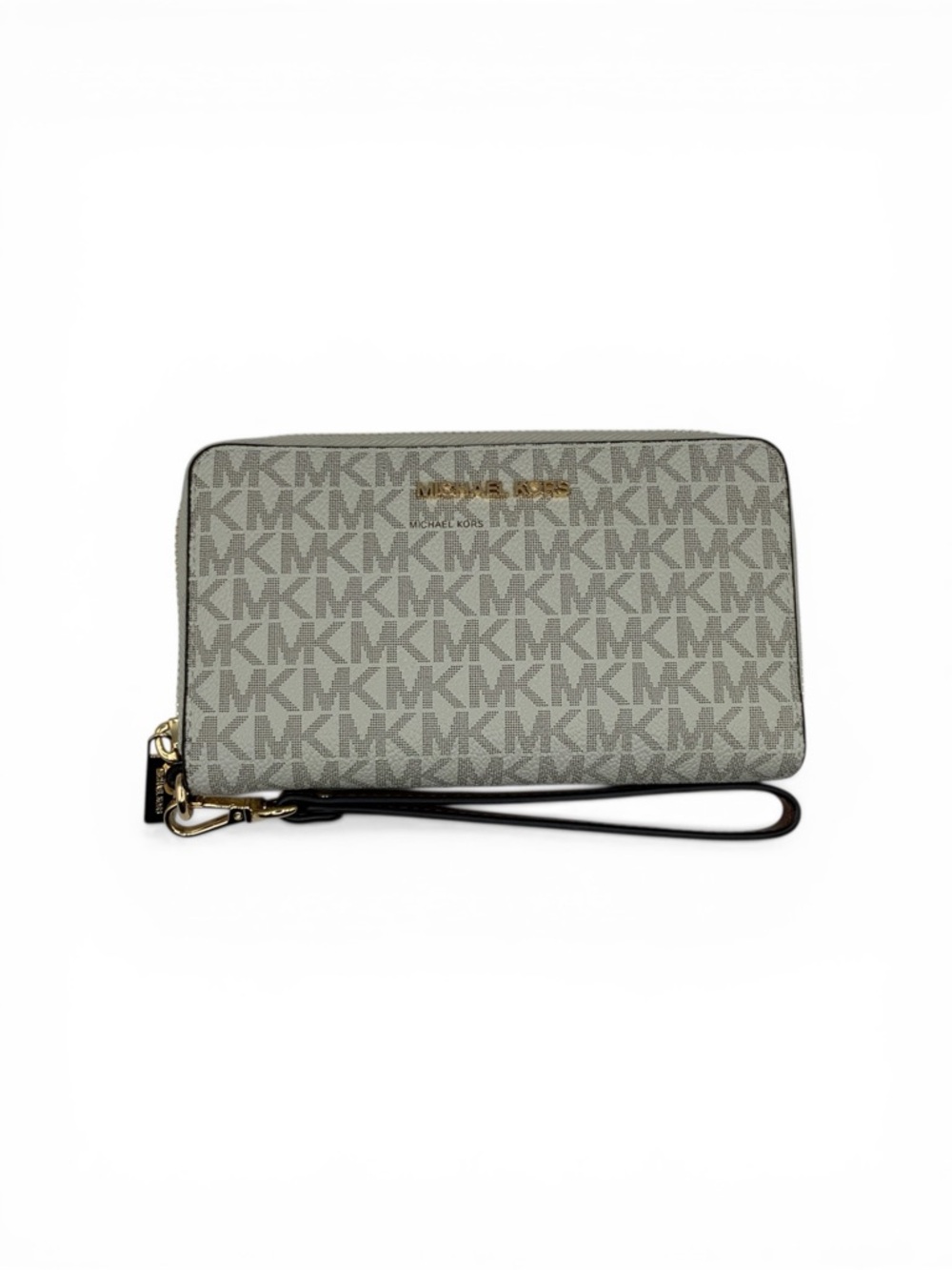 Michael Kors Signature MK Zip Wristlet - Light Gray